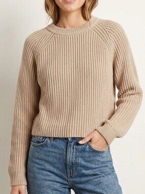 All Row Devin Chunky Ribbed Fisherman Knit Crewneck Sweater Size S